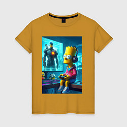 Женская футболка Bart Simpson is an avid gamer