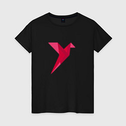 Футболка хлопковая женская Геометрическая колибри, цвет: черный