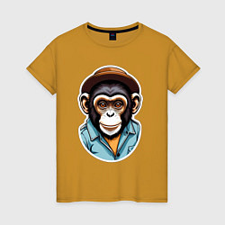 Женская футболка Портрет обезьяны в шляпе