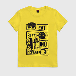 Женская футболка Есть спать техно