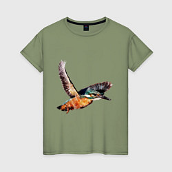 Женская футболка Птицы зимородок в полете