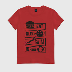 Женская футболка Есть спать плавать