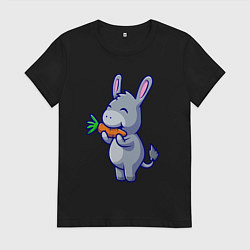 Женская футболка Ослик ест морковку