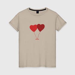 Женская футболка Два сердца шарика любовь