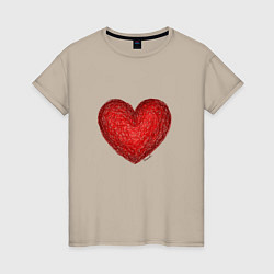 Женская футболка Красное сердце нарисованное карандашами