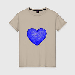 Женская футболка Синее сердце нарисованное карандашами