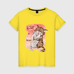 Женская футболка Влюбленные мультяшные коты