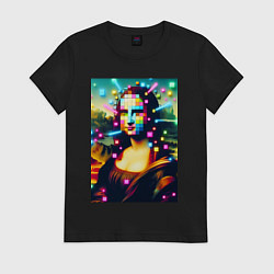 Женская футболка Мона Лиза м неоновые кубики - стилизация