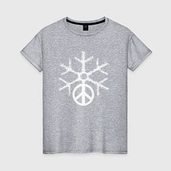 Футболка хлопковая женская Peace snow, цвет: меланж