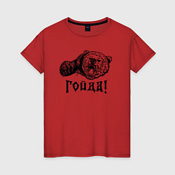 Женская футболка Медведь опричник с крестом - гойда