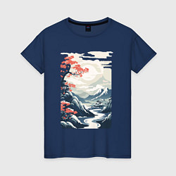 Женская футболка Горный пейзаж в японском стиле