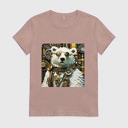 Женская футболка Северный медведь воин в очках в стиле стимпанк