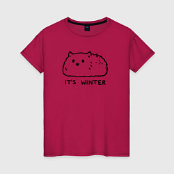Женская футболка Cat its winter