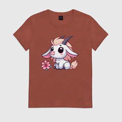 Женская футболка Козерог с цветком