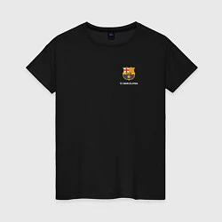 Футболка хлопковая женская Футбольный клуб Барселона - с эмблемой, цвет: черный