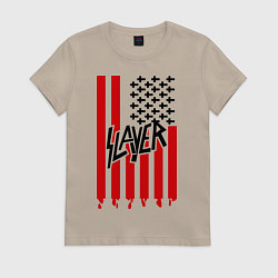 Футболка хлопковая женская Slayer Flag, цвет: миндальный