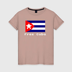 Футболка хлопковая женская Free Cuba, цвет: пыльно-розовый