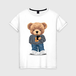 Женская футболка Плюшевый медвежонок делает селфи