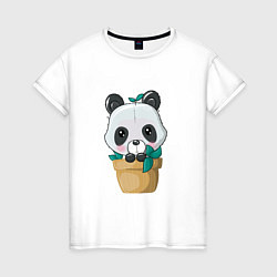 Женская футболка Милая панда в цветочном горшке