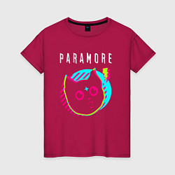 Футболка хлопковая женская Paramore rock star cat, цвет: маджента