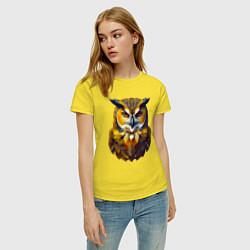 Футболка хлопковая женская Золотая сова мудрости, цвет: желтый — фото 2
