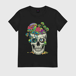 Женская футболка Психоделический череп с грибами