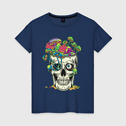 Женская футболка Психоделический череп с грибами