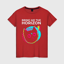 Футболка хлопковая женская Bring Me the Horizon rock star cat, цвет: красный