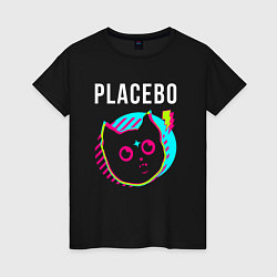 Футболка хлопковая женская Placebo rock star cat, цвет: черный