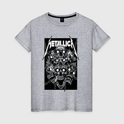 Футболка хлопковая женская Metallica - skulls, цвет: меланж