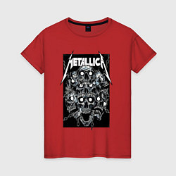 Футболка хлопковая женская Metallica - skulls, цвет: красный
