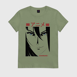 Женская футболка Лицо девушки в стиле манга