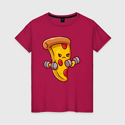 Футболка хлопковая женская Пицца на спорте, цвет: маджента