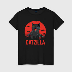 Футболка хлопковая женская Catzilla, цвет: черный
