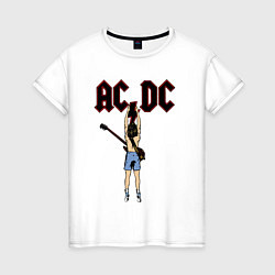 Футболка хлопковая женская Angus Young, цвет: белый