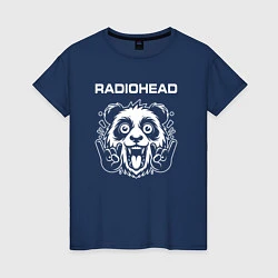 Футболка хлопковая женская Radiohead rock panda, цвет: тёмно-синий