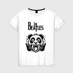 Футболка хлопковая женская The Beatles - rock panda, цвет: белый