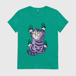 Женская футболка Скользящий серый кот