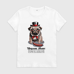 Женская футболка Мопс и сарделька