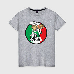 Футболка хлопковая женская Итальянская пицца, цвет: меланж