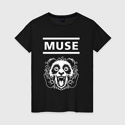 Футболка хлопковая женская Muse rock panda, цвет: черный