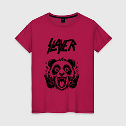 Футболка хлопковая женская Slayer - rock panda, цвет: маджента
