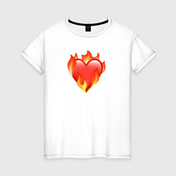 Женская футболка Эмодзи сердце в огне