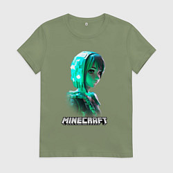 Женская футболка Minecraft девушка из зеленых кубиков