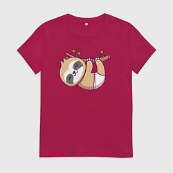 Футболка хлопковая женская Baby sloth, цвет: маджента