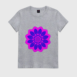 Женская футболка Мандала - синий с розовым цветок