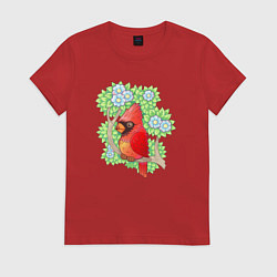 Женская футболка Красный кардинал на ветке