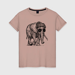 Женская футболка Слон-хипстер