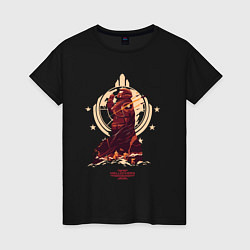 Футболка хлопковая женская Helldivers 2: Paratroopers Symbol, цвет: черный