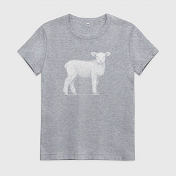 Футболка хлопковая женская Белый ягненок, цвет: меланж